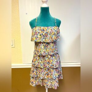 Tocca Multicolor Ruffle Tiered Dress – Size 4 – Silk Cotton Blend EUC‎